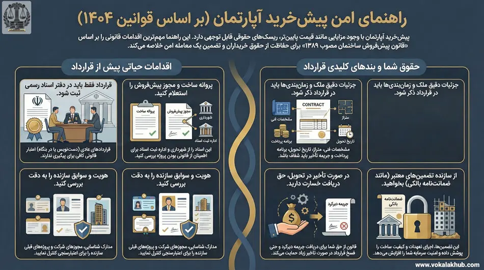 اینفوگراف قوانین پیش فروش آپارتمان به صورت امن