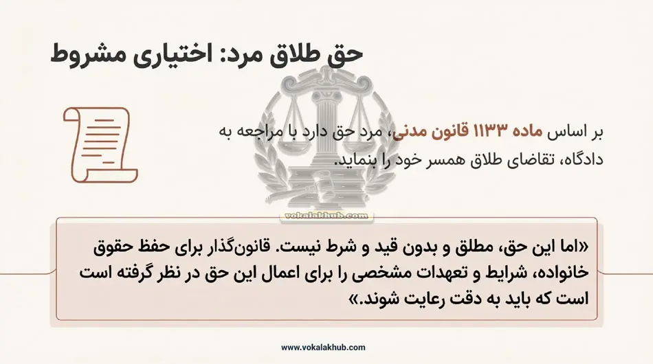 دلایل قانونی برای طلاق از طرف مرد کدامند