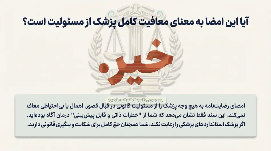 آیا رضایت‌نامه پزشکی پزشک را از مسئولیت معاف می‌کند