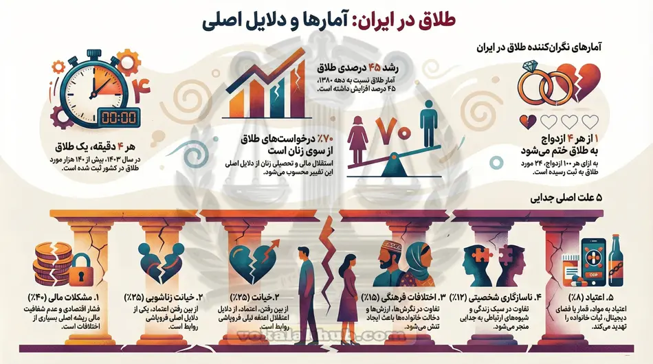 اینفوگراف 5 علت اصلی طلاق