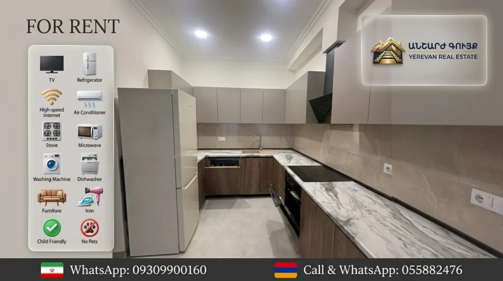 Compact furnished studio apartment for rent in Yerevan with full amenities, Yerevan Real Estate